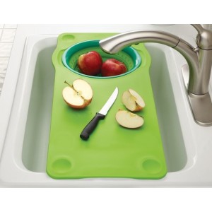 Squish Over the Sink Cutting Board with Collapsible Colander SQUH1002